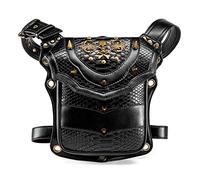 Borsa da trasporto con teschio punk gotico Borsa con rivetti alla moda Borsa a tracolla singola Portafoglio per cellulare Steampunk Retro