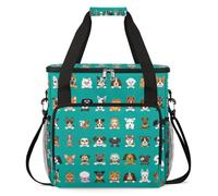 Borsa da trasporto per macchina da caffè, borsa da viaggio compatibile con K-Mini e K-Mini Plus, custodia portatile per caffè monodose per capsule K-Cup, diversi simpatici cani con sfondo verde