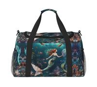 Borsa da trasporto pieghevole alla moda con stampa di vita marina con cerniera impermeabile per le gite del fine settimana