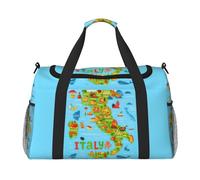 Borsa da trasporto pieghevole con mappa dell'Italia con icone di cibo, borsa da trasporto a mano di grande capacità per viaggi di fine settimana in aereo