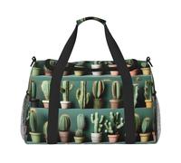 Borsa da trasporto pieghevole con stampa artistica di molti cactus con cerniera impermeabile per le gite del fine settimana