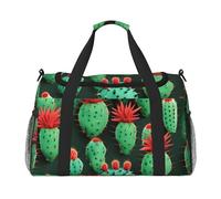 Borsa da trasporto pieghevole con stampa artistica di molti piccoli cactus con cerniera impermeabile per le gite del fine settimana