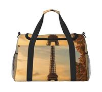 Borsa da trasporto pieghevole con stampa autunnale Torre Eiffel Parigi, grande capacità, per viaggi di fine settimana in aereo