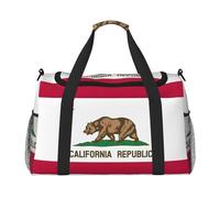 Borsa da trasporto pieghevole con stampa bandiera della California Stato della California, con cerniera impermeabile, per gite nel fine settimana