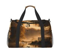 Borsa da trasporto pieghevole con stampa di anatre selvatiche che volano da caccia, borsa da trasporto a mano di grande capacità per viaggi di fine settimana in aereo