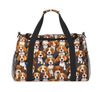 Borsa da trasporto pieghevole con stampa di cani Beagle dei cartoni animati, grande capacità, per viaggi di fine settimana in aereo