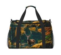 Borsa da trasporto pieghevole con stampa di cervi e alci, grande capacità, per viaggi di fine settimana in aereo