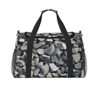 Borsa da trasporto pieghevole con stampa di ciottoli con cerniera impermeabile per il fine settimana