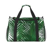 Borsa da trasporto pieghevole con stampa di foglie di palma verde, con cerniera impermeabile, per week-end