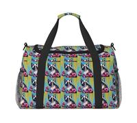 Borsa da trasporto pieghevole con stampa di gatti moderna Mid-Century con cerniera impermeabile per le gite del fine settimana