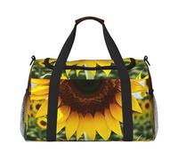 Borsa da trasporto pieghevole con stampa di girasoli gialli con cerniera impermeabile per le vacanze del fine settimana