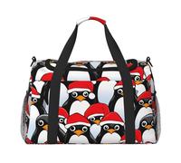 Borsa da trasporto pieghevole con stampa di pinguini di Natale, grande capacità, per viaggi di fine settimana in aereo
