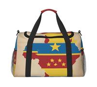 Borsa da trasporto pieghevole con stampa di stelle e bandiera del Congo con cerniera impermeabile per il fine settimana