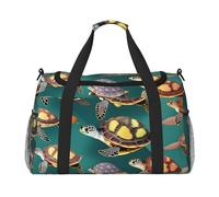 Borsa da trasporto pieghevole con stampa di tartarughe marine con molti animali e cerniera impermeabile per le gite del fine settimana