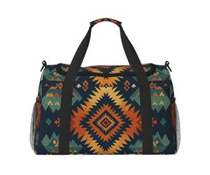 Borsa da trasporto pieghevole con stampa geometrica tribù elegante con cerniera impermeabile per le gite del fine settimana