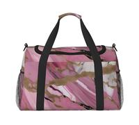 Borsa da trasporto pieghevole con stampa in marmo rosa e bianco con cerniera impermeabile per le gite del fine settimana