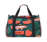 Borsa da trasporto pieghevole elegante con stampa a motivo salmone con cerniera impermeabile per le gite del fine settimana