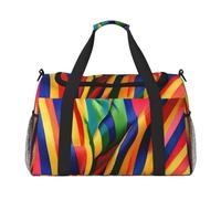 Borsa da trasporto pieghevole elegante con stampa a righe arcobaleno con cerniera impermeabile per la borsa del fine settimana