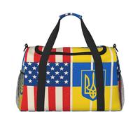 Borsa da trasporto pieghevole elegante con stampa USA e Ucraina con cerniera impermeabile per la borsa del fine settimana