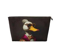 Borsa da trucco a forma di anatra in stile nobile, trousse da viaggio per articoli da toeletta da donna, borsa per il trucco in pelle, borsa per il trucco carina, Oro, Taglia unica