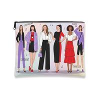 Borsa da trucco alla moda, borsa da viaggio per cosmetici con illustrazione chic per donne, organizer portatile con cerniera, borsa da toilette per la cura della pelle quotidiana, Multicolore, 7x9