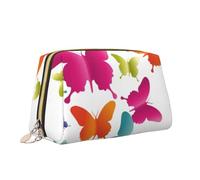 Borsa da trucco colorata con stampa a farfalla borsa da toilette versatile borsa cosmetica di grande capacità per le donne, bianco, Taglia unica, Beauty case