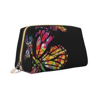 Borsa da trucco colorata con stampa a farfalla borsa da toilette versatile borsa cosmetica di grande capacità per le donne, bianco, Taglia unica, Beauty case