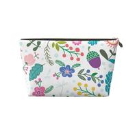 Borsa da trucco colorata con stampa di fiori di scarabocchio per le donne Borsa da toilette da viaggio in pelle impermeabile per articoli da toeletta borsa cosmetica, Oro, Taglia unica, Beauty case