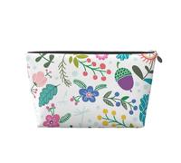 Borsa da trucco colorata con stampa di fiori di scarabocchio per le donne Borsa da toilette da viaggio in pelle impermeabile per articoli da toeletta borsa cosmetica, Argento, Taglia unica, Beauty