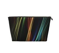 Borsa da trucco con stampa artistica con linee colorate per le donne borsa da toilette da viaggio in pelle impermeabile per articoli da toeletta borsa cosmetica, Oro, Taglia unica, Beauty case