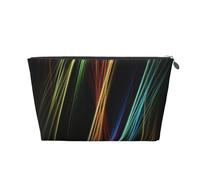 Borsa da trucco con stampa artistica con linee colorate per le donne borsa da toilette da viaggio in pelle impermeabile per articoli da toeletta borsa cosmetica, Argento, Taglia unica, Beauty case