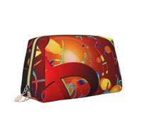 Borsa da trucco con stampa di chiave di musica colorata Borsa da toilette versatile portatile Borsa cosmetica di grande capacità per le donne, bianco, Taglia unica, Beauty case
