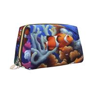 Borsa da trucco con stampa di pesce pagliaccio del fumetto Borsa da toilette versatile portatile Borsa cosmetica di grande capacità per le donne, bianco, Taglia unica, Beauty case