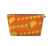 Borsa da trucco con stampa divertente con cibo per le donne borsa da toilette da viaggio in pelle impermeabile per articoli da toeletta borsa cosmetica, Oro, Taglia unica, Beauty case