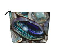 Borsa da trucco con stampa madreperla abalone borsa cosmetica carina per le donne pochette da viaggio borsa da toilette per signora, Nero , Taglia unica