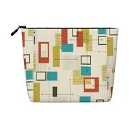 Borsa da trucco con stampa moderna di metà secolo borsa cosmetica carina per le donne pochette da viaggio borsa da toilette per signora, Nero , Taglia unica