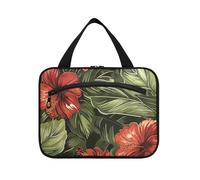 Borsa da trucco da appendere con ibisco verde oliva per le donne con gancio, kit di articoli da toeletta alla moda per gli uomini zaino in spalla estuche para maquillaje L