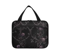 Borsa da trucco da appendere con rose spinose viola scuro gotico grande da viaggio con gancio, borse portatili di design per gli uomini per il viaggio trucco vacanza estuche para maquillaje, Rose