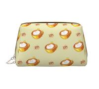 Borsa da trucco da donna con gatto in stile cartone animato, grande capacità, borsa da viaggio in pelle PU con cerniera, organizer portatile e aperto