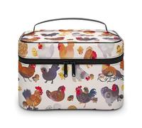 Borsa da trucco da donna con scomparti e maniglia, a forma di gallina, per uomo, impermeabile, in morbida pelle, per la cura della pelle, per viaggi, campeggio, matrimonio