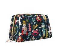 Borsa da trucco da donna con stampa di danza natalizia Schiaccianoci in pelle con cerniera portatile borsa cosmetica organizer da viaggio pochette da toilette