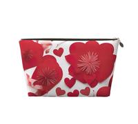 Borsa da trucco da donna con stampa floreale a forma di cuore di San Valentino in pelle resistente all'acqua borsa da toeletta per articoli da toeletta borsa cosmetica, Oro, Taglia unica, Beauty case