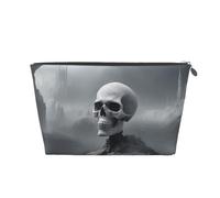 Borsa da trucco da donna in pelle resistente all'acqua con stampa teschio punk bianca borsa da toeletta per articoli da toeletta borsa cosmetica, Argento, Taglia unica, Beauty case