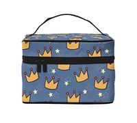 Borsa da trucco da viaggio Blue Crown And Star, per donna e ragazza, grande organizer per trucco, toeletta portatile, essenziale