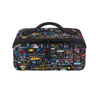 Borsa da trucco da viaggio colorata per fisica, portatile, impermeabile, aperta e piatta, per articoli da toeletta e cosmetici, organizer da viaggio per donne e uomini