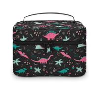 Borsa da trucco da viaggio con simpatici dinosauri e animali anime, per donne, organizer per cosmetici con scomparti per manici morbidi, grande capacità per uomo, borsa da toilette per la cura della