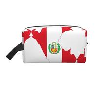 Borsa da trucco da viaggio con stampa mappa della bandiera del Perù Borsa da toilette portatile Organizer in tessuto Oxford per cosmetici Articoli da toeletta