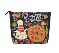 Borsa da trucco in canapa finta con stampa di pizza, borsa da viaggio per cosmetici, organizer impermeabile per donne