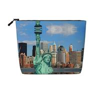 Borsa da trucco in canapa finta con stampa Statua della Libertà a New York, borsa da viaggio per cosmetici, organizer impermeabile per donne