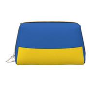 Borsa da trucco in pelle con bandiera dell'Ucraina, con cerniera, per cancelleria, rossetto, trousse da toilette, bianco, Taglia unica